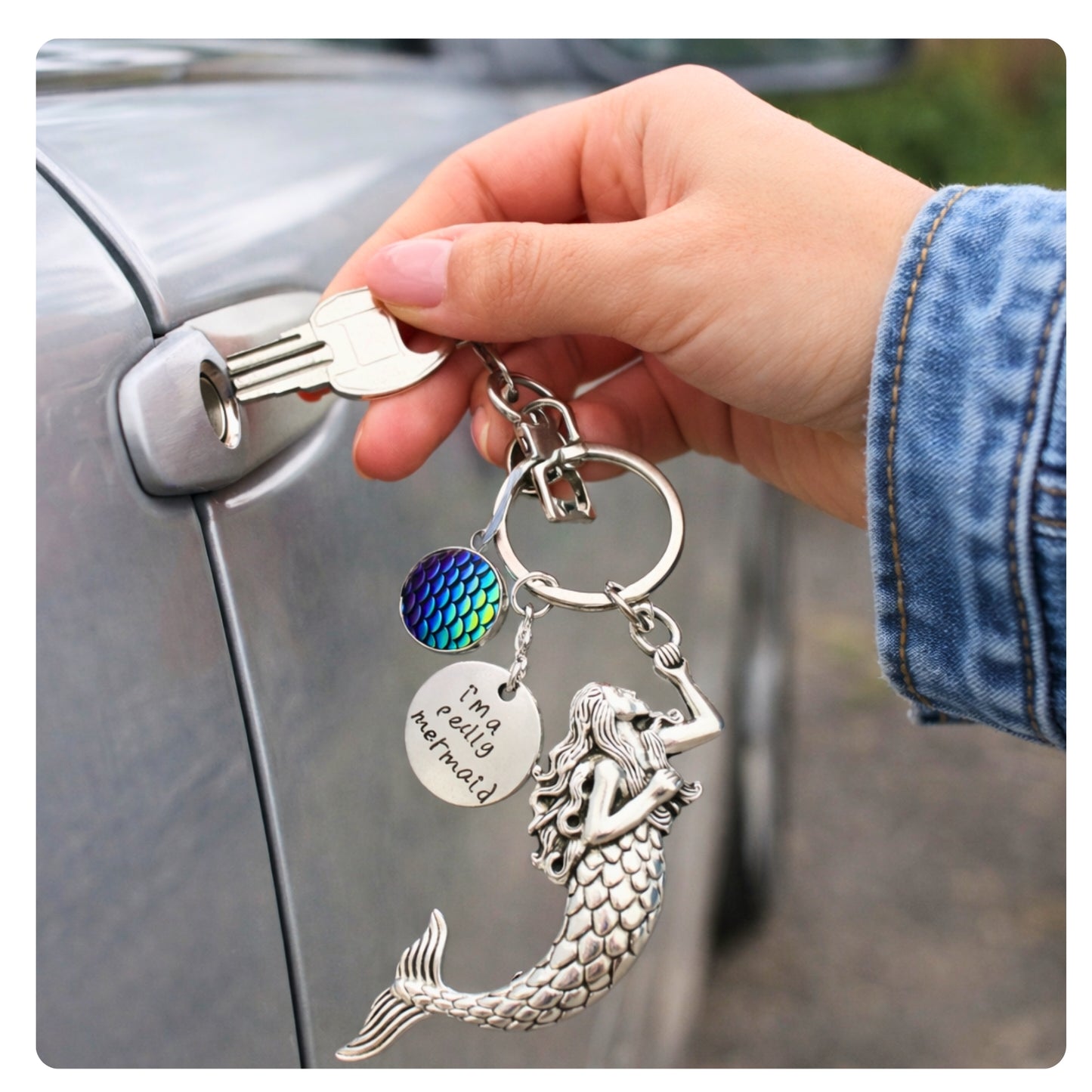 Mermaid Keychain – I'm Really a Mermaid Quote Purse Charm, Fun Beach Themed Gift for Her