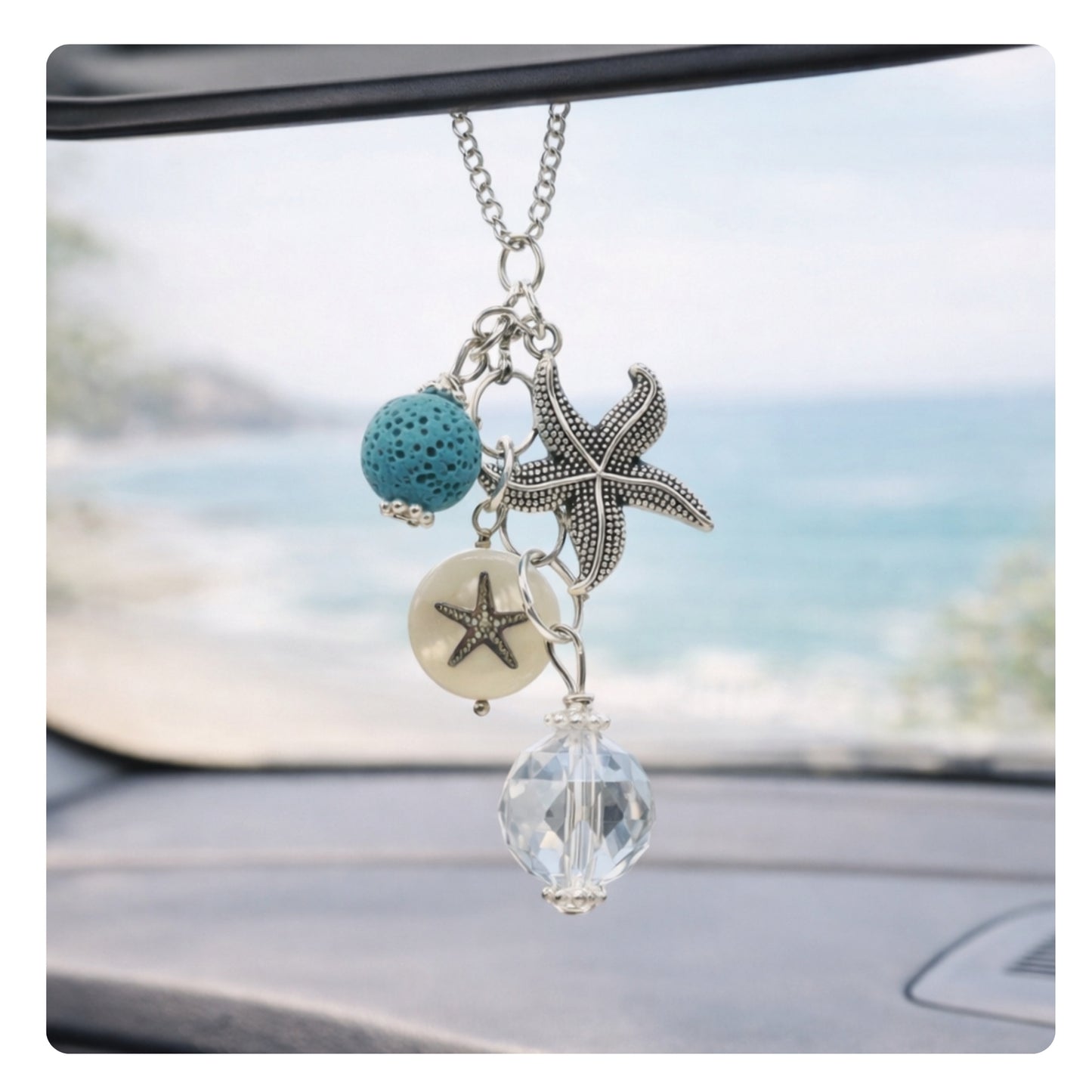 Starfish Car Charm, Essential Oil Diffuser, Beach Rear View Mirror
