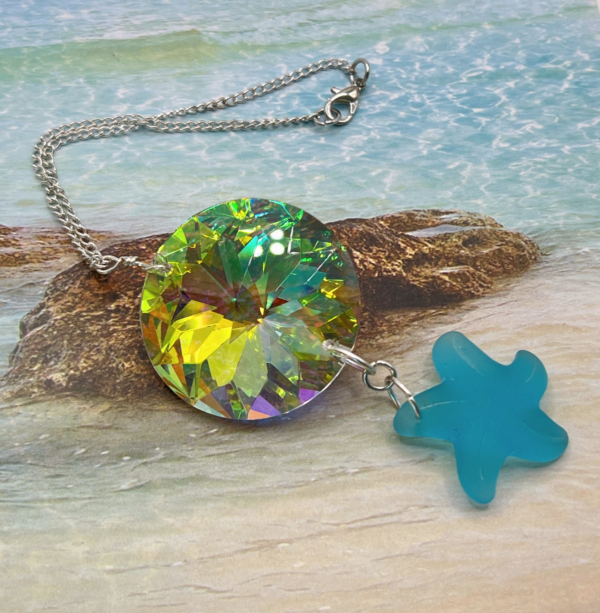 Crystal Prism Sun Catcher Car Charm - Starfish or Heart