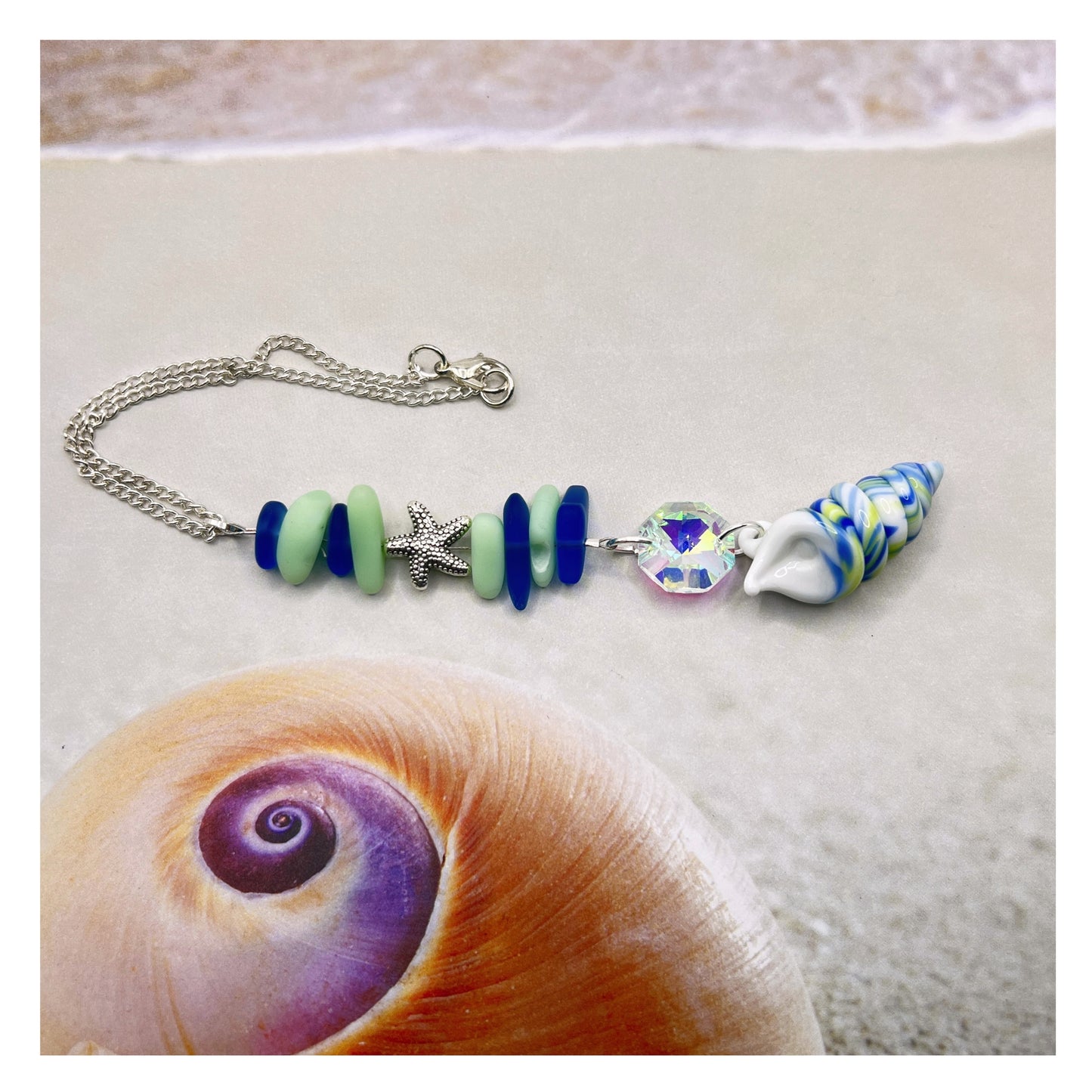 Beach Car Charm | Rear View Mirror Ocean Charm | Sea Glass Suncatcher | Coastal Gift for Her